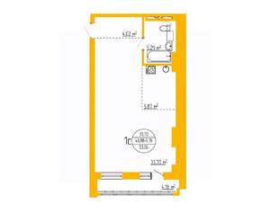 1-к квартира, вторичка, 53м2, 2/16 этаж