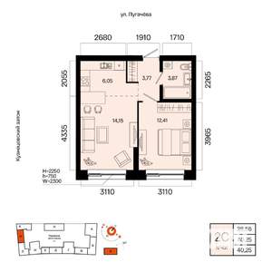 2-к квартира, вторичка, 40м2, 2/5 этаж