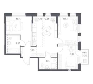 3-к квартира, вторичка, 65м2, 6/12 этаж