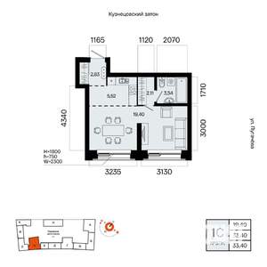 1-к квартира, вторичка, 33м2, 10/23 этаж