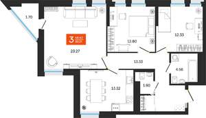 3-к квартира, вторичка, 83м2, 10/25 этаж