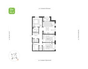 3-к квартира, вторичка, 92м2, 8/12 этаж