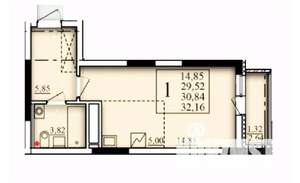 1-к квартира, строящийся дом, 31м2, 16/25 этаж