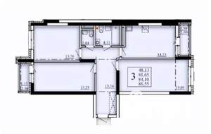 3-к квартира, строящийся дом, 84м2, 5/25 этаж