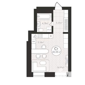 Студия квартира, строящийся дом, 31м2, 9/24 этаж