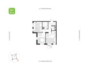 2-к квартира, вторичка, 57м2, 3/18 этаж