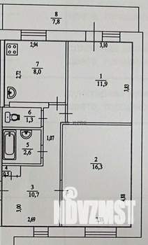 2-к квартира, вторичка, 51м2, 9/9 этаж