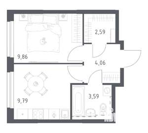 1-к квартира, вторичка, 30м2, 1/12 этаж