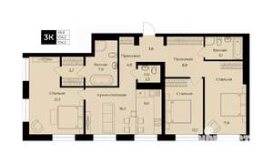 1-к квартира, вторичка, 104м2, 18/25 этаж