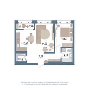 2-к квартира, вторичка, 52м2, 3/14 этаж