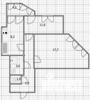 2-к квартира, вторичка, 52м2, 14/17 этаж