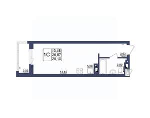 Студия квартира, вторичка, 28м2, 24/34 этаж