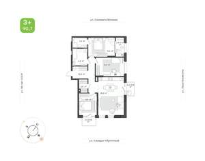 3-к квартира, вторичка, 91м2, 3/12 этаж