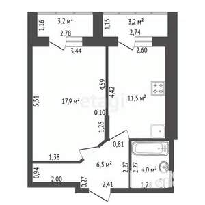 1-к квартира, вторичка, 40м2, 17/18 этаж
