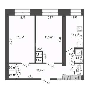 2-к квартира, вторичка, 44м2, 2/5 этаж