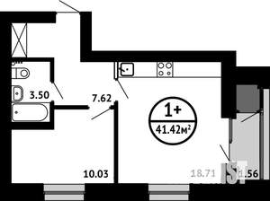 1-к квартира, вторичка, 41м2, 6/8 этаж