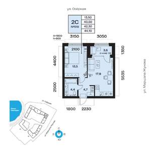 2-к квартира, вторичка, 42м2, 6/32 этаж