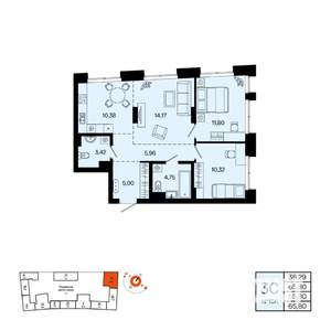 3-к квартира, вторичка, 66м2, 4/20 этаж