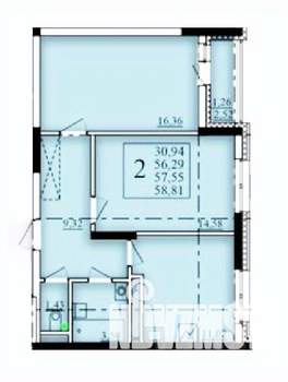 2-к квартира, строящийся дом, 58м2, 11/25 этаж
