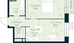 1-к квартира, вторичка, 41м2, 10/10 этаж