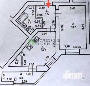 2-к квартира, вторичка, 52м2, 7/14 этаж