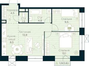 2-к квартира, вторичка, 56м2, 3/10 этаж