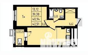 1-к квартира, вторичка, 41м2, 13/25 этаж