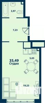 1-к квартира, строящийся дом, 35м2, 1/24 этаж