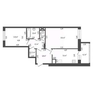 2-к квартира, вторичка, 60м2, 5/12 этаж