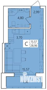 Студия квартира, строящийся дом, 29м2, 25/25 этаж