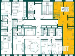 2-к квартира, строящийся дом, 55м2, 10/12 этаж