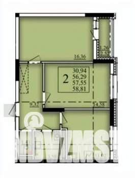 2-к квартира, вторичка, 58м2, 16/21 этаж