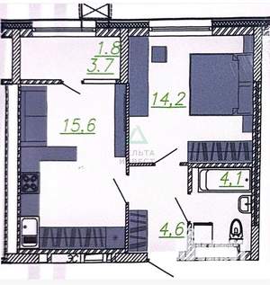 1-к квартира, вторичка, 40м2, 1/10 этаж