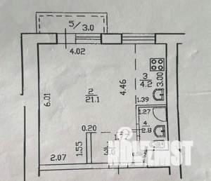 Студия квартира, вторичка, 34м2, 6/9 этаж