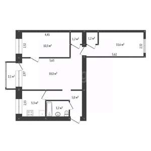 3-к квартира, вторичка, 56м2, 4/5 этаж