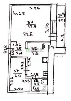 2-к квартира, вторичка, 32м2, 9/9 этаж