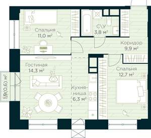 2-к квартира, вторичка, 59м2, 4/30 этаж