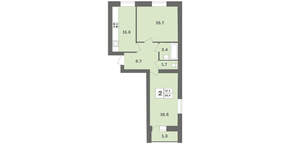 2-к квартира, вторичка, 59м2, 6/12 этаж