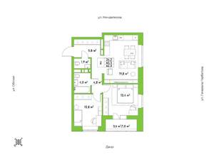 2-к квартира, строящийся дом, 62м2, 3/25 этаж