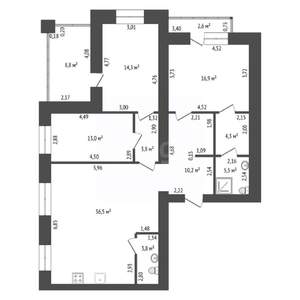 4-к квартира, вторичка, 120м2, 9/22 этаж