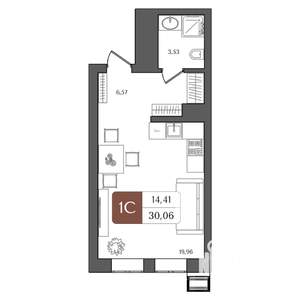 1-к квартира, вторичка, 30м2, 14/21 этаж