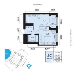 2-к квартира, вторичка, 41м2, 2/32 этаж