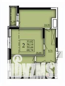 2-к квартира, вторичка, 59м2, 11/21 этаж