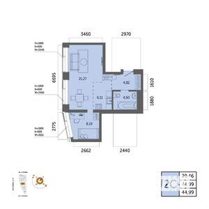 2-к квартира, вторичка, 45м2, 10/32 этаж