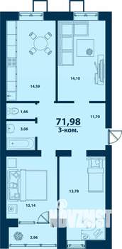 3-к квартира, вторичка, 72м2, 5/5 этаж
