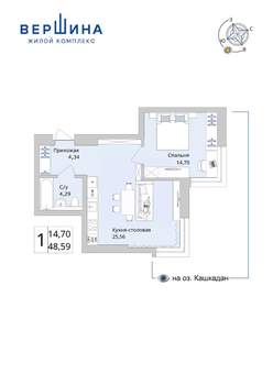 1-к квартира, вторичка, 49м2, 10/25 этаж