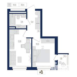 1-к квартира, вторичка, 33м2, 4/22 этаж