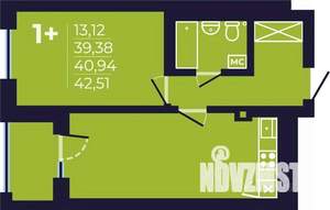 1-к квартира, строящийся дом, 41м2, 4/25 этаж