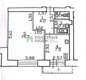 1-к квартира, вторичка, 36м2, 5/5 этаж