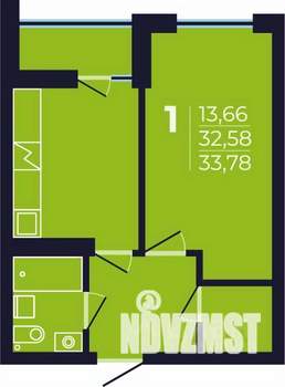 1-к квартира, строящийся дом, 34м2, 3/17 этаж